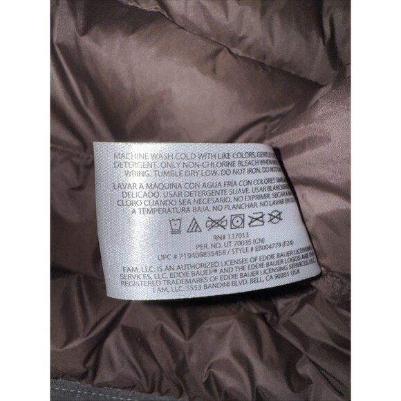 Eddie Bauer EB650 Mens Small Gray Down Puffer Jacket Coat - Picture 4 of 8